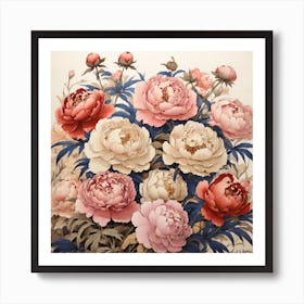 Peonies In A Vase 3 Art Print