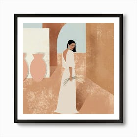 Woman In A White Dress Art Print