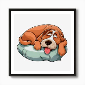 Dog Sleeping On A Pillow Poster