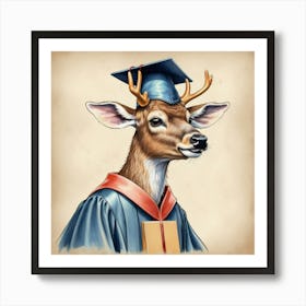 Graduation Deer 2 Art Print