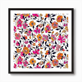 Marigold Mist Bloom London Fabrics Floral Pattern 4 Art Print