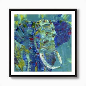 Elephant In Blue Art Print