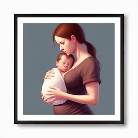 Pregnant Woman Holding Baby Art Print