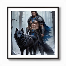 Wolf And Man Art Print