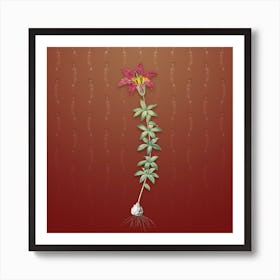 Vintage Wood Lily Botanical on Falu Red Pattern n.1202 Art Print