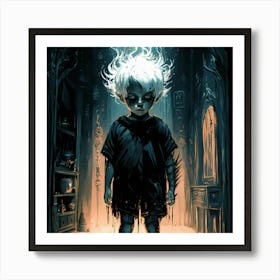 Boy In A Dark Room Art Print