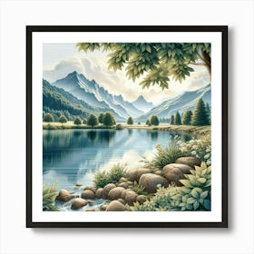 Landscape By The Lake Art Print