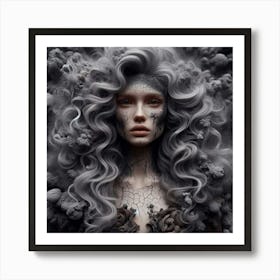 Young Woman With Long Curly Hair Art Print