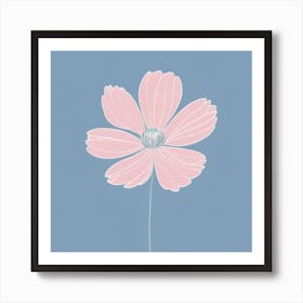 A White And Pink Flower In Minimalist Style Square Composition 512 Art Print