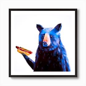 Bear With Hot Dog Art Print
