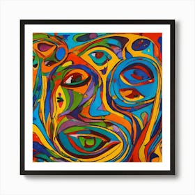 Pastel Geometric Abstract Face Art Print