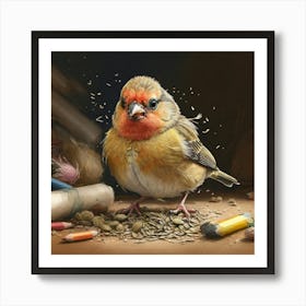 Bird With A Pencil Art Print