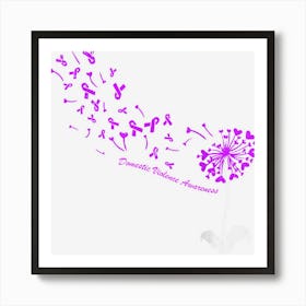 Dandelion Domestic Violence Awareness Purple Ribbon Support Art Print