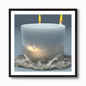 Candle On Ice Art Print