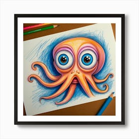 Octopus Drawing 4 Art Print