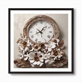 Clock With Flowers 1 Art Print