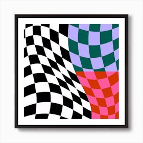 Warped Checker Mix Square Art Print
