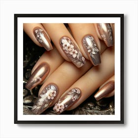 Nails With Flowers Art Print