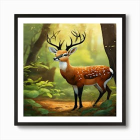 Deer In The Forest 1 Art Print