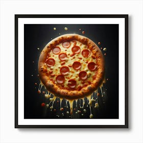 Behold the Pepperoni Pizza Pie, a mouthwatering and delectable masterpiece that tantalizes the taste buds with its savory flavors and captivating aroma. Art Print