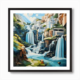 Waterfalls In The Mountains Art Print