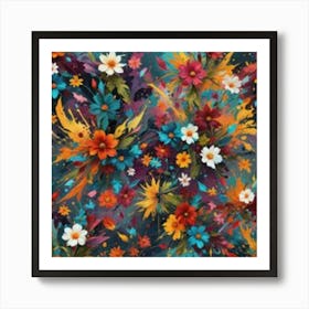 Colorful Flowers yellow and red and white Art Print