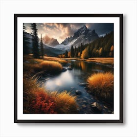 Sunset At The Lake 5 Art Print