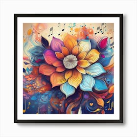 Music Notes Flower 1 Art Print