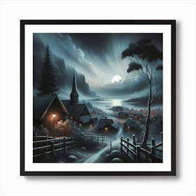 Night In The Village Art Print