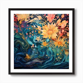 Strokes of Tranquility: Garden Symphony Art Print