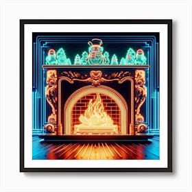 Neon Fireplace 6 Art Print