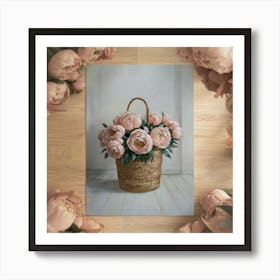 Peonies In Basket Art Print