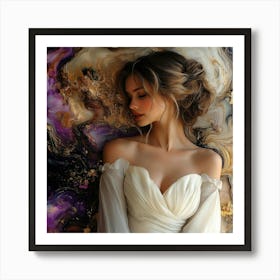 Beautiful Woman In A Wedding Dress Art Print