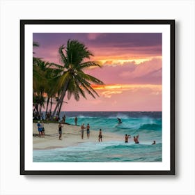 Sunset At The Beach 1 Art Print