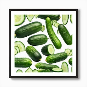 Cucumbers On White Background 1 Art Print