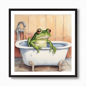 Frog In Bathtub 1 Art Print