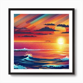 Sunset Over The Ocean 126 Art Print