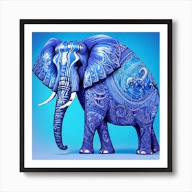 Blue Elephant 7 Art Print