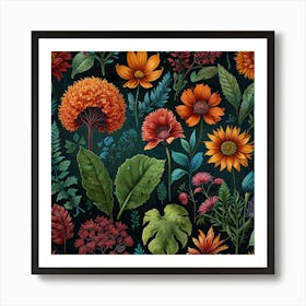 Seamless Pattern With Flowers Art Print