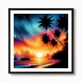 Sunset At The Beach 11 Art Print