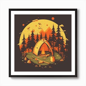 Camping In The Woods 1 Art Print