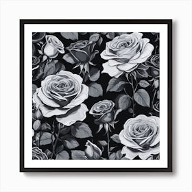 Black And White Roses 1 Art Print