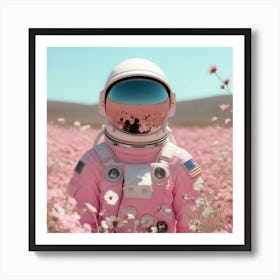 Pink & Floral Astronaut 3 Art Print