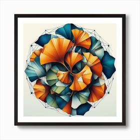 Geometric Art Tropical leaves of ginkgo biloba 4 Art Print