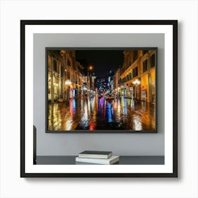 Wet Street At Night Art Print