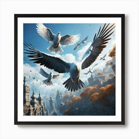 Eagles In Flight Art Print