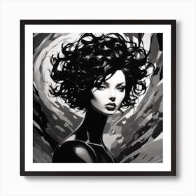 Woman In Black And White Art Print