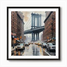 Brooklyn Bridge Down Town Art Print