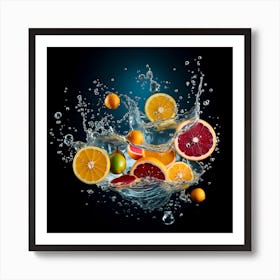 Splashing Oranges Art Print