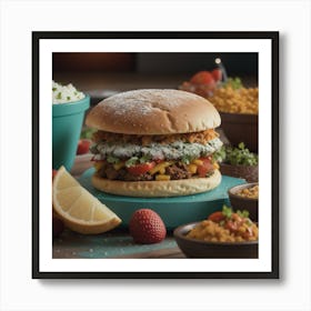 Burgers And Salads Art Print